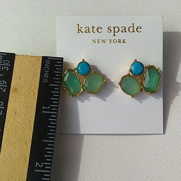 🆕 NWT Kate Spade 14K GF Turquoise Green Stone - Picture 5 of 8
